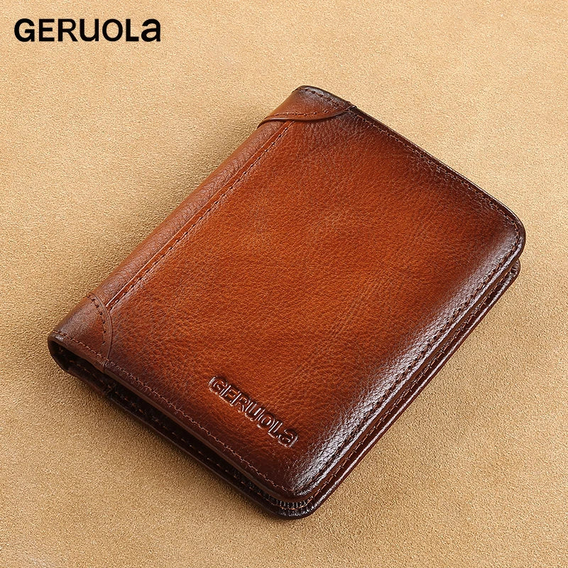 Mens Wallet Genuine Leather RFID Blocking Card Holders Cowhide Trifold wallets for men GIFT Festival gifts