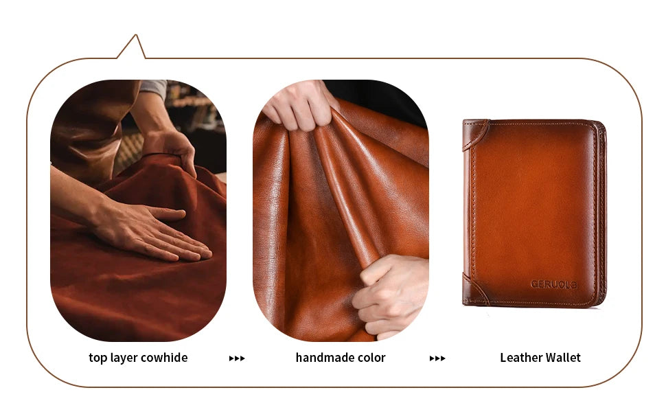 Mens Wallet Genuine Leather RFID Blocking Card Holders Cowhide Trifold wallets for men GIFT Festival gifts