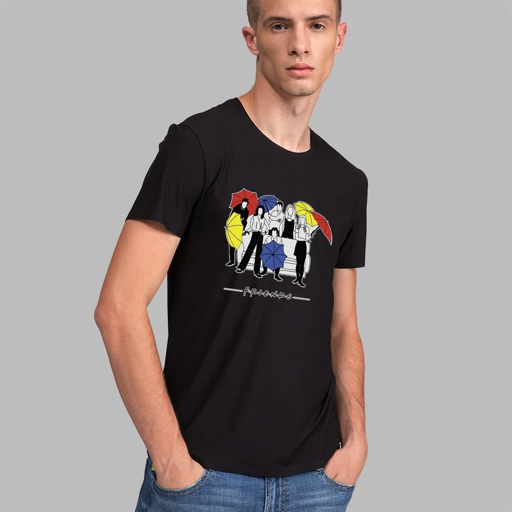 Men's T-Shirts Summer O-Neck Short-Sleeve Shirt Friends Element Print Top Casual Loose Street Clothing Streetwear 2024 fashion