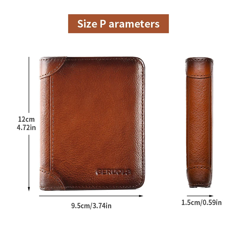 Mens Wallet Genuine Leather RFID Blocking Card Holders Cowhide Trifold wallets for men GIFT Festival gifts