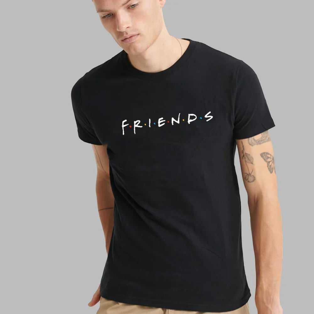 Men's T-Shirts Summer O-Neck Short-Sleeve Shirt Friends Element Print Top Casual Loose Street Clothing Streetwear 2024 fashion