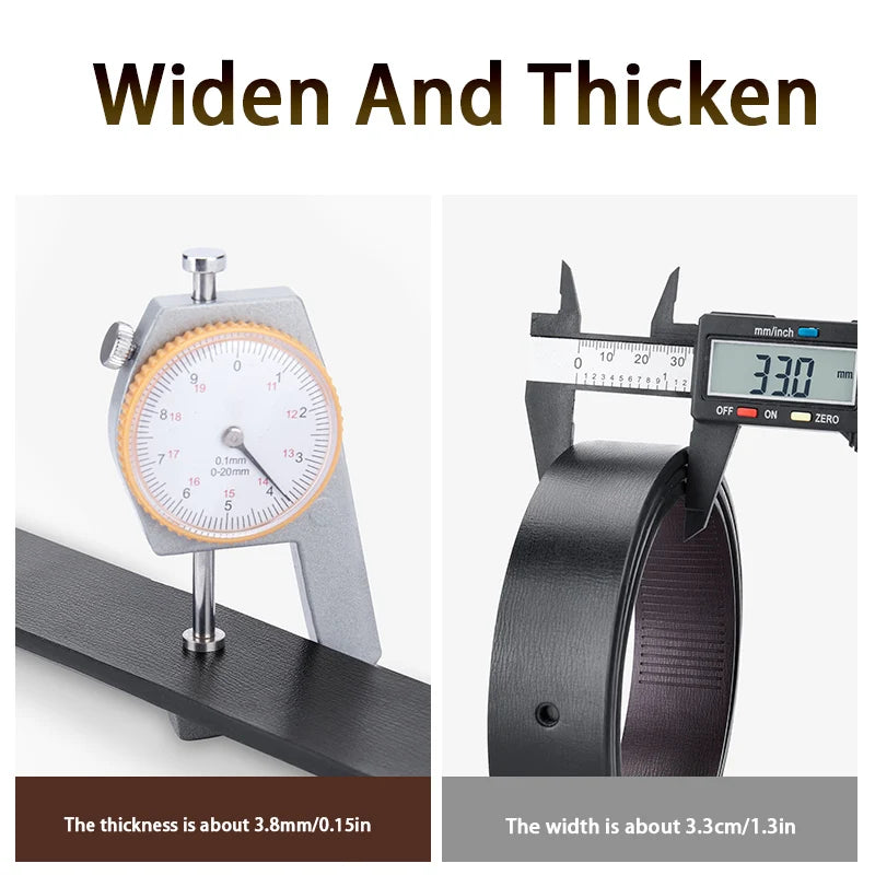 Men's Leather Belts Fashion Automatic Buckle Cowskin Male Belts Luxury Designer Black belt 105-160cm Plus Size Jeans Belt