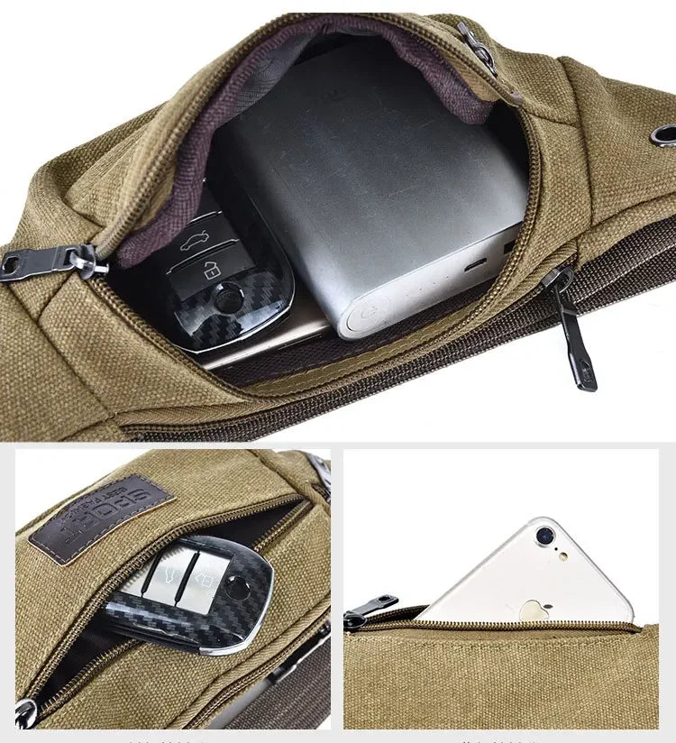 New Sports Waist Packs Casual Canvas Hidden Anti-theft Chest Bags Body Running for Men Women Tourist Cycle Crossbody Bag Pocket