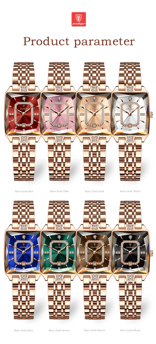POEDAGAR Top Elegant Women Wristwatch Waterproof Date Ladies Watch Stainless Steel Rectangle Quartz Women's Watches Female Reloj