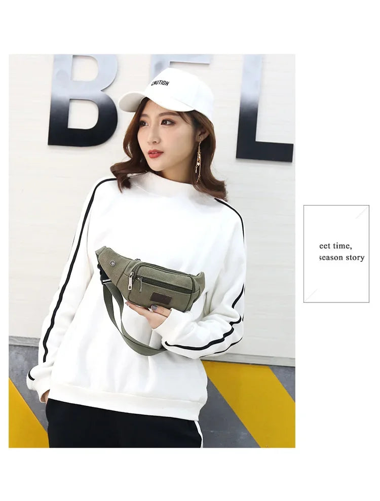 New Sports Waist Packs Casual Canvas Hidden Anti-theft Chest Bags Body Running for Men Women Tourist Cycle Crossbody Bag Pocket