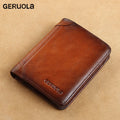 Mens Wallet  Genuine Leather RFID Blocking Card Holders Cowhide Trifold wallets for men GIFT Festival gifts