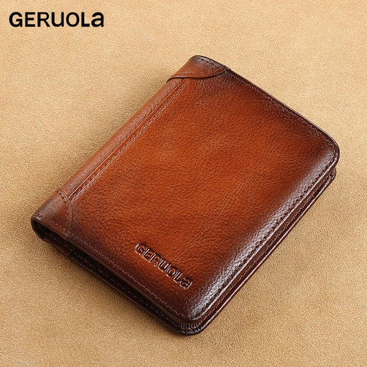 Mens Wallet  Genuine Leather RFID Blocking Card Holders Cowhide Trifold wallets for men GIFT Festival gifts