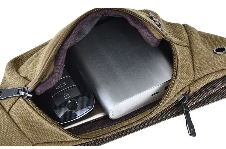 New Sports Waist Packs Casual Canvas Hidden Anti-theft Chest Bags Body Running for Men Women Tourist Cycle Crossbody Bag Pocket