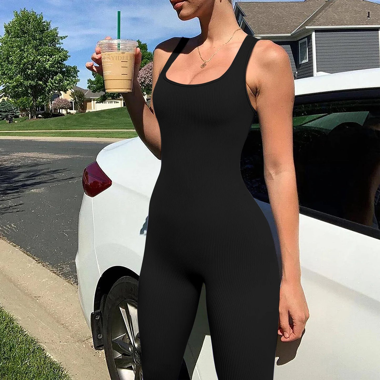 Pencil Jumpsuit Women's All-Season Casual Fitness Sports Jumpsuit Sleeveless Slim Sportswear All-in-One Jumpsuit Outfit
