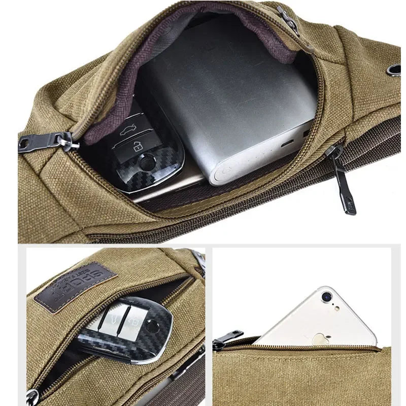 New Sports Waist Packs Casual Canvas Hidden Anti-theft Chest Bags Body Running for Men Women Tourist Cycle Crossbody Bag Pocket