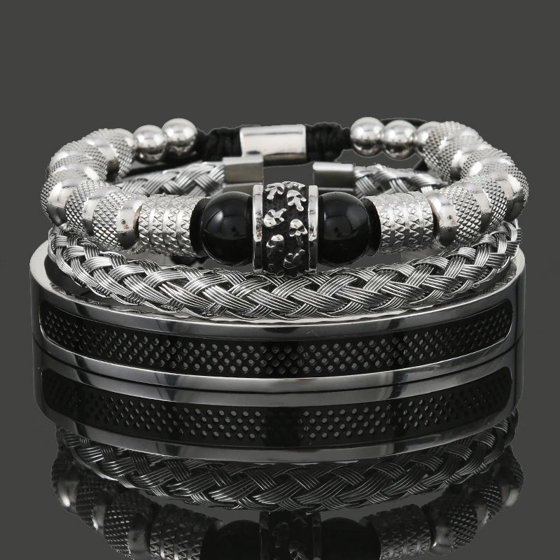 Luxury Set Helmet Bracelets Enemal Bangle Men Viking Logo Stainless Steel Cuff Bracelet For Gentleman style Pulseras Jewelry