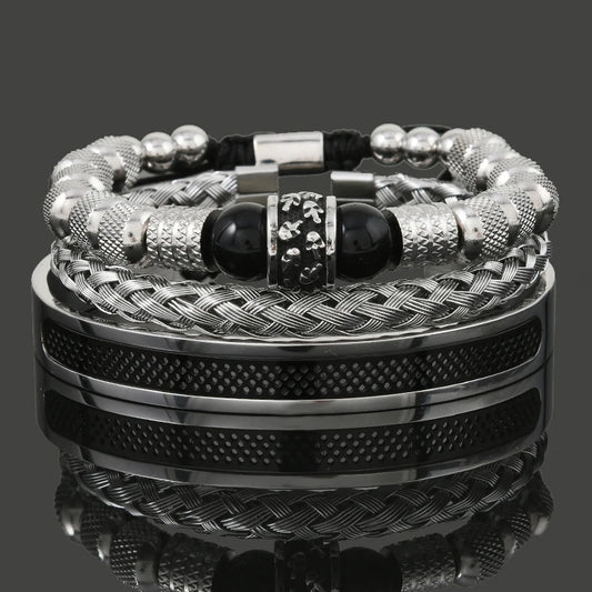 Luxury Set Helmet Bracelets Enemal Bangle Men Viking Logo Stainless Steel Cuff Bracelet For Gentleman style Pulseras Jewelry