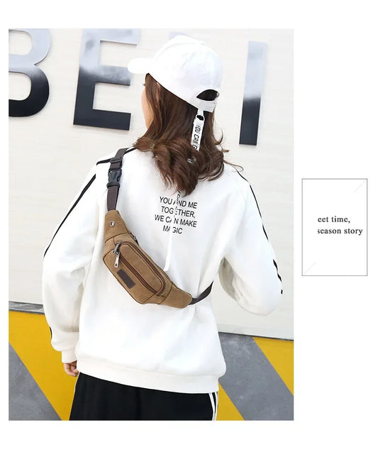 New Sports Waist Packs Casual Canvas Hidden Anti-theft Chest Bags Body Running for Men Women Tourist Cycle Crossbody Bag Pocket