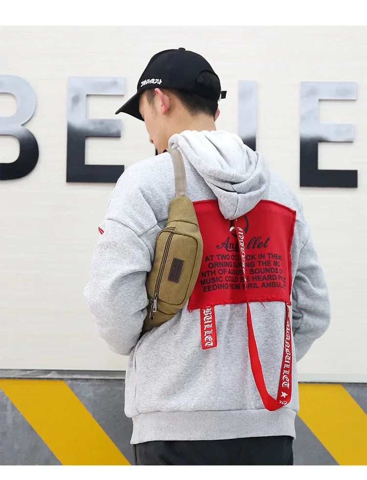 New Sports Waist Packs Casual Canvas Hidden Anti-theft Chest Bags Body Running for Men Women Tourist Cycle Crossbody Bag Pocket
