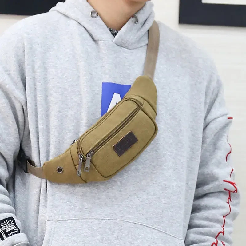 New Sports Waist Packs Casual Canvas Hidden Anti-theft Chest Bags Body Running for Men Women Tourist Cycle Crossbody Bag Pocket