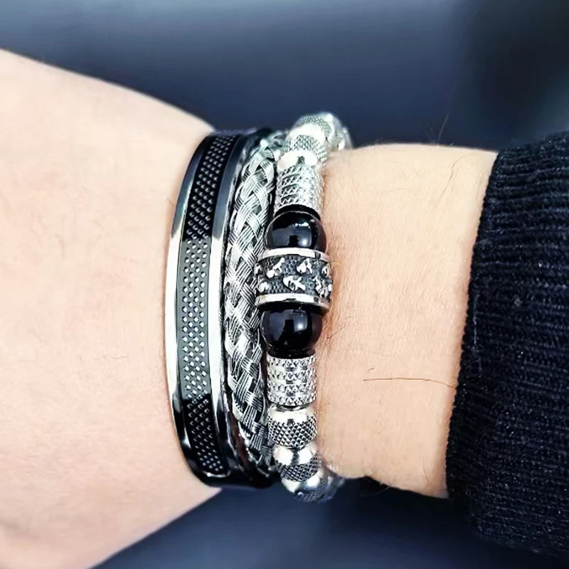 Luxury Set Helmet Bracelets Enemal Bangle Men Viking Logo Stainless Steel Cuff Bracelet For Gentleman style Pulseras Jewelry