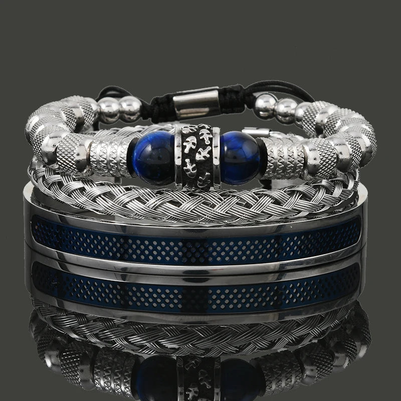 Luxury Set Helmet Bracelets Enemal Bangle Men Viking Logo Stainless Steel Cuff Bracelet For Gentleman style Pulseras Jewelry
