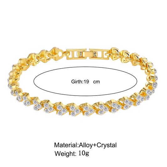 Luxury Roman Crystal Geometric Chain Bracelets for Women Trendy 2024 Goth Full Rhinestone Charm Bangles Wed Jewelry Accessories