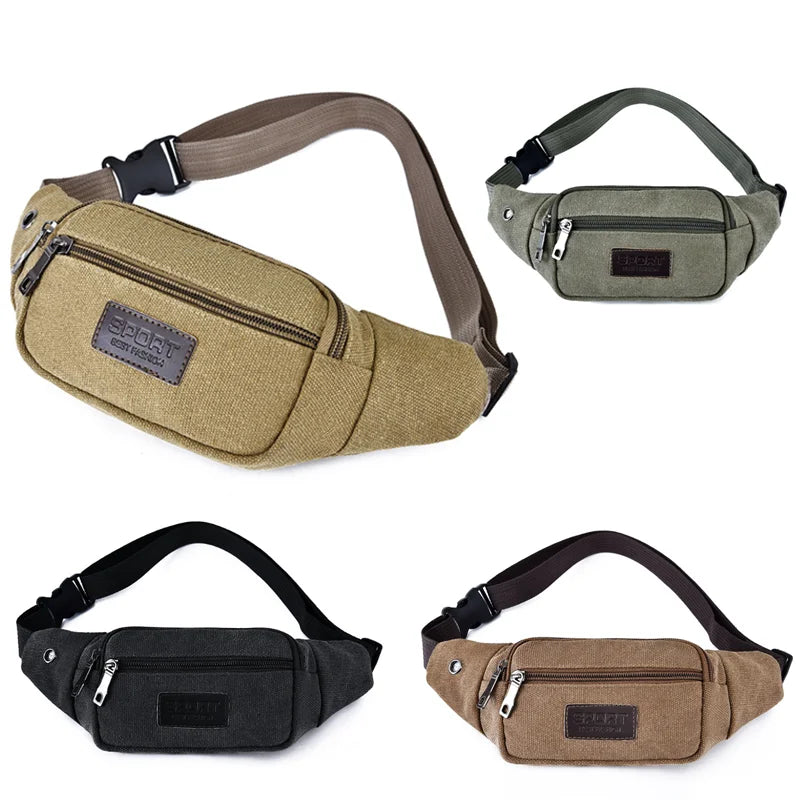 New Sports Waist Packs Casual Canvas Hidden Anti-theft Chest Bags Body Running for Men Women Tourist Cycle Crossbody Bag Pocket