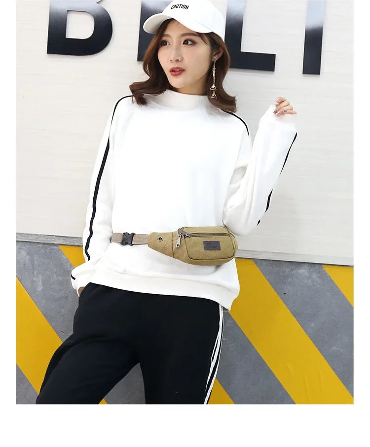 New Sports Waist Packs Casual Canvas Hidden Anti-theft Chest Bags Body Running for Men Women Tourist Cycle Crossbody Bag Pocket