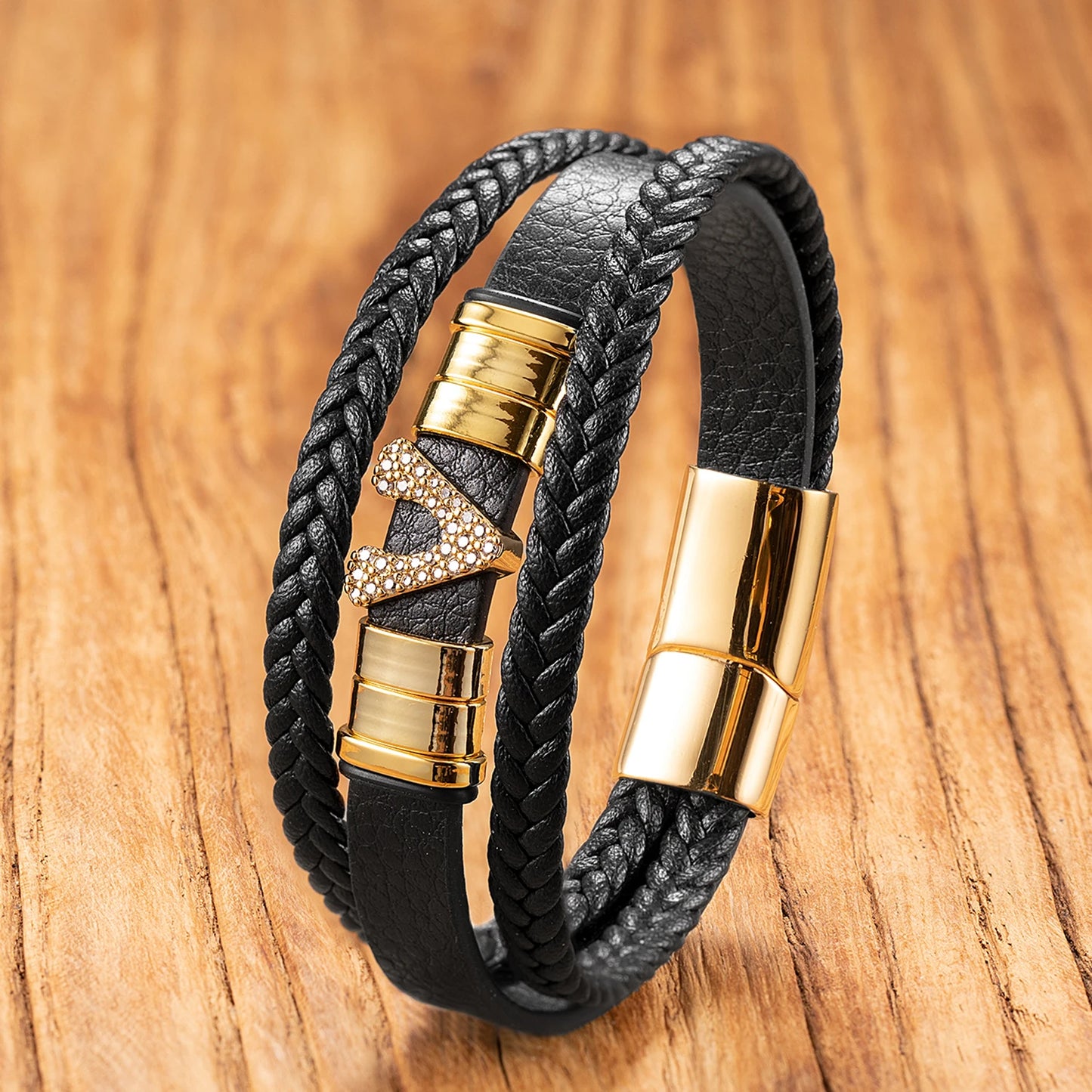 Initial Letter Multilayer Leather Bracelet for Women 26 Alphabet Charm Bangle Female Mens Fashion Birthday Jewelry Party Gifts