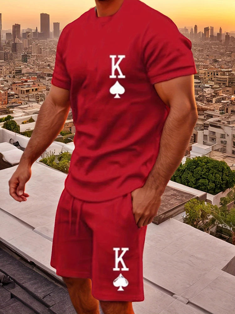 Summer Outdoor Street Fashion Men's T-shirts Everyday Casual Men's Athletic Shorts T-shirts And Drawstring Shorts Men's Sets