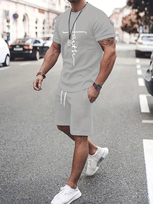 Summer Outdoor Street Fashion Men's T-shirts Everyday Casual Men's Athletic Shorts T-shirts And Drawstring Shorts Men's Sets