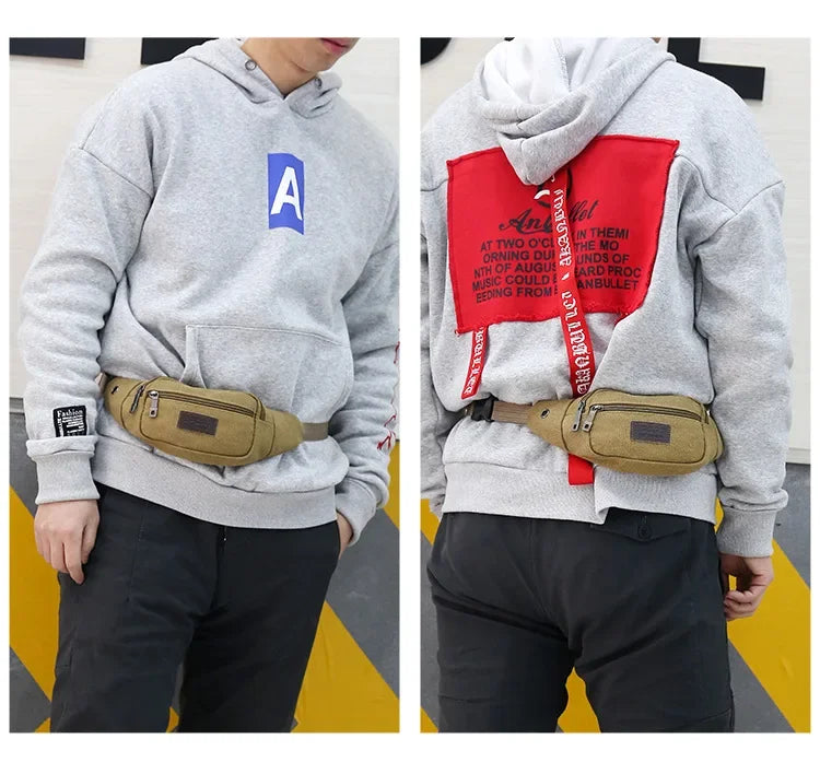 New Sports Waist Packs Casual Canvas Hidden Anti-theft Chest Bags Body Running for Men Women Tourist Cycle Crossbody Bag Pocket
