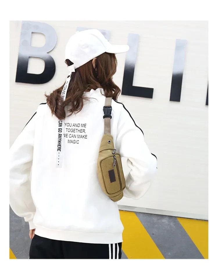 New Sports Waist Packs Casual Canvas Hidden Anti-theft Chest Bags Body Running for Men Women Tourist Cycle Crossbody Bag Pocket