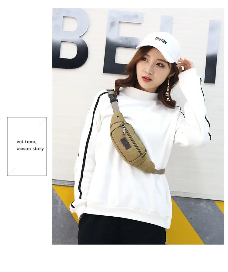 New Sports Waist Packs Casual Canvas Hidden Anti-theft Chest Bags Body Running for Men Women Tourist Cycle Crossbody Bag Pocket