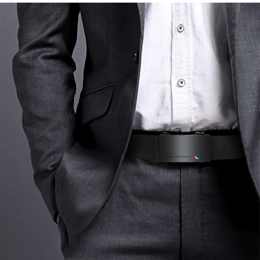 Men's Leather Belts Fashion Automatic Buckle Cowskin Male Belts Luxury Designer Black belt 105-160cm Plus Size Jeans Belt