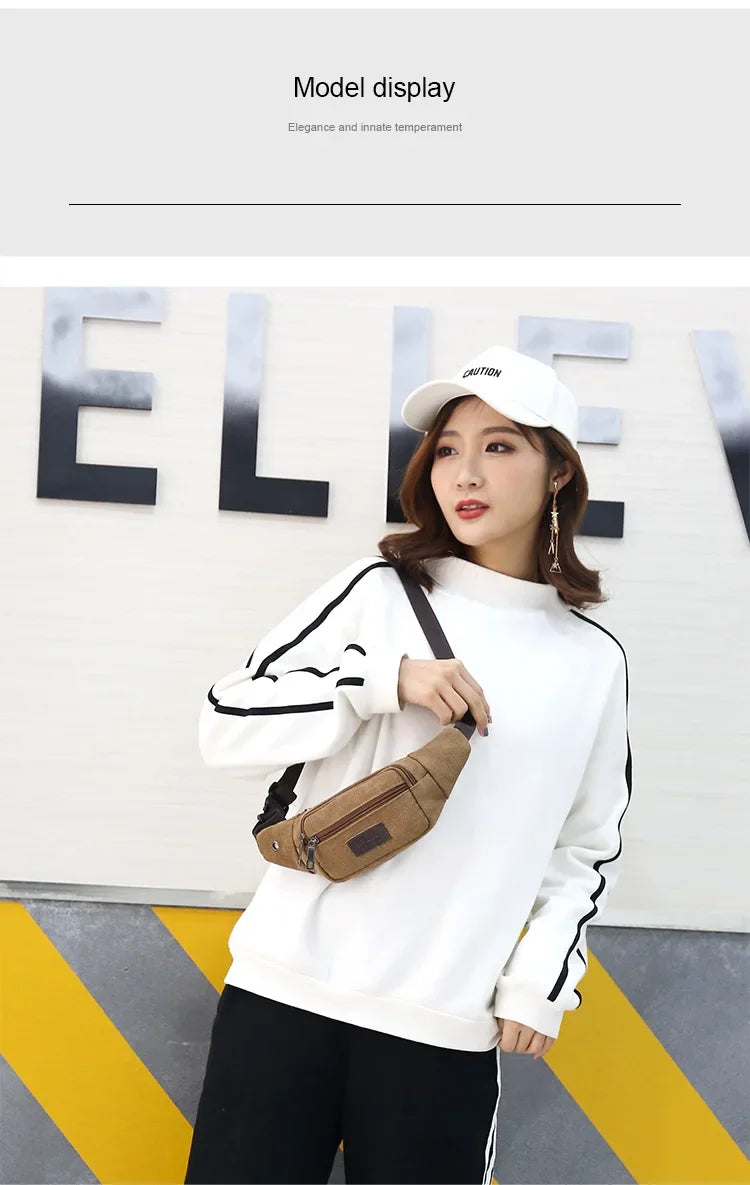 New Sports Waist Packs Casual Canvas Hidden Anti-theft Chest Bags Body Running for Men Women Tourist Cycle Crossbody Bag Pocket