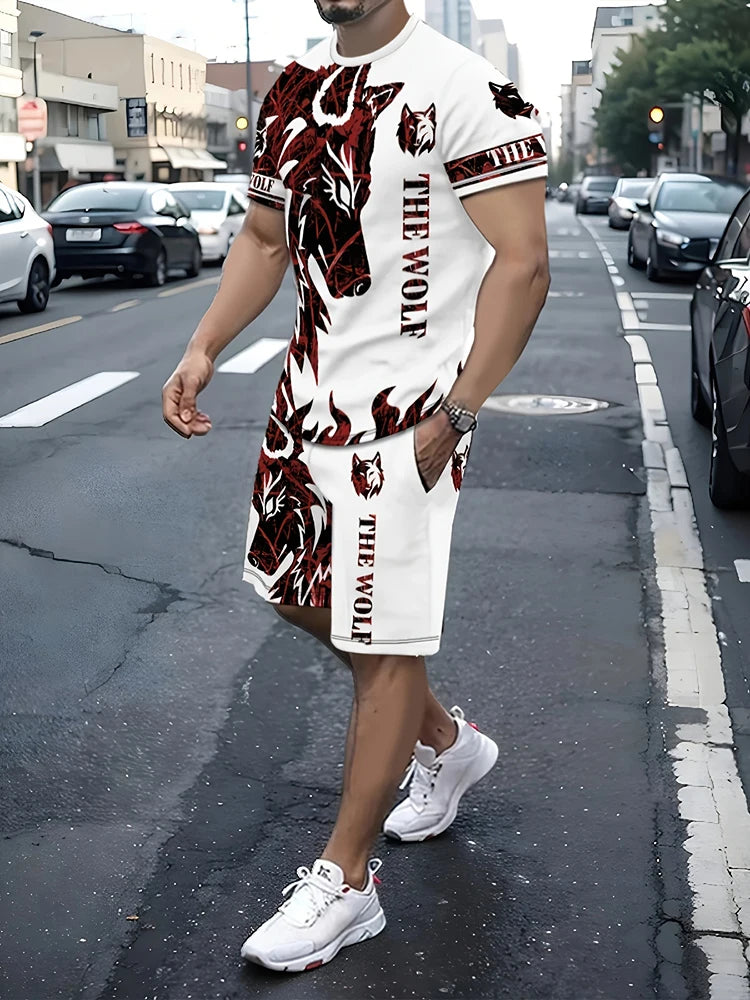 Summer Outdoor Street Fashion Men's T-shirts Everyday Casual Men's Athletic Shorts T-shirts And Drawstring Shorts Men's Sets