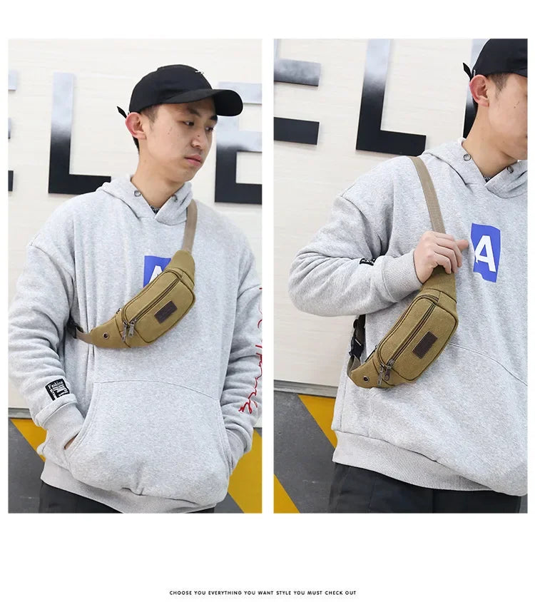 New Sports Waist Packs Casual Canvas Hidden Anti-theft Chest Bags Body Running for Men Women Tourist Cycle Crossbody Bag Pocket