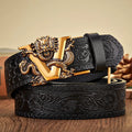 3.5CM V Buckle Cowskin Genuine Leather Belt Quality Alloy Automatic Buckle Print Wasitbad Strap Gift Bussiness Male Belt Men