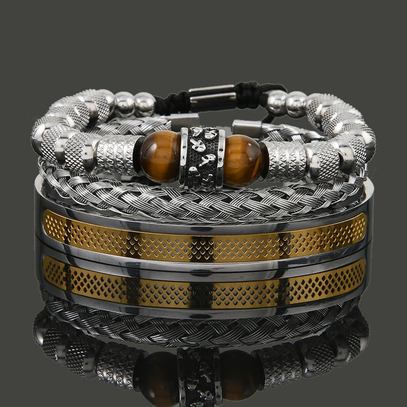 Luxury Set Helmet Bracelets Enemal Bangle Men Viking Logo Stainless Steel Cuff Bracelet For Gentleman style Pulseras Jewelry