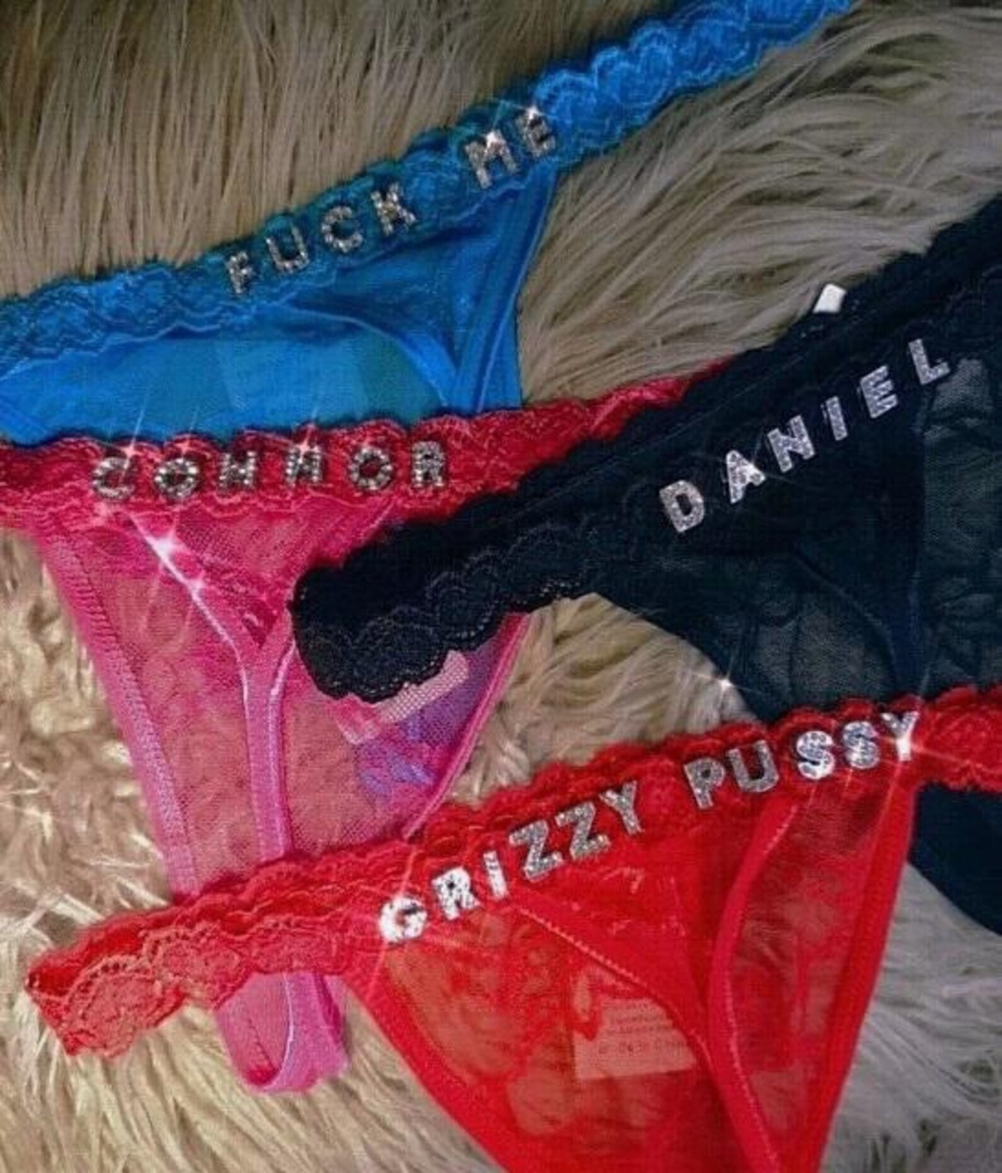 Personalized Thong With Silver Charms, Custom Name Thong, Anniversary Gift