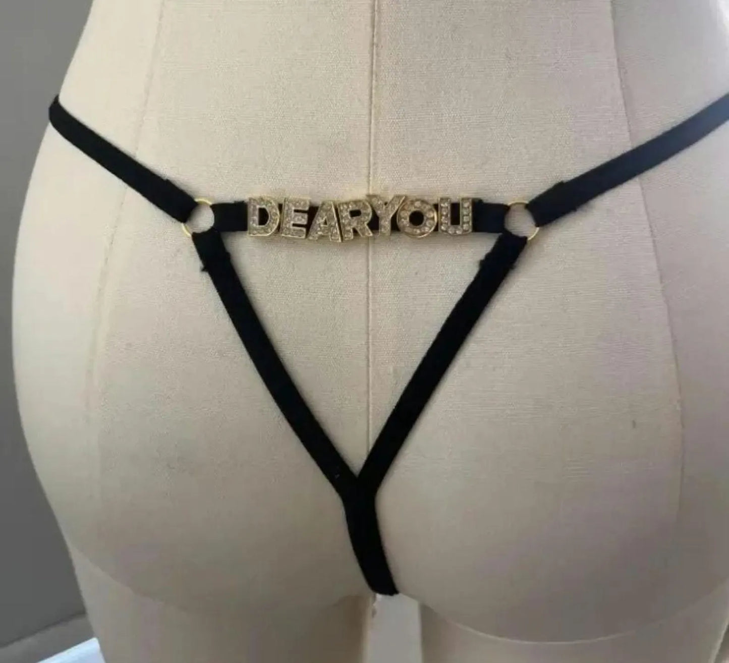 lack Rhinestone Name Thong – Custom Personalized Sparkle for Her