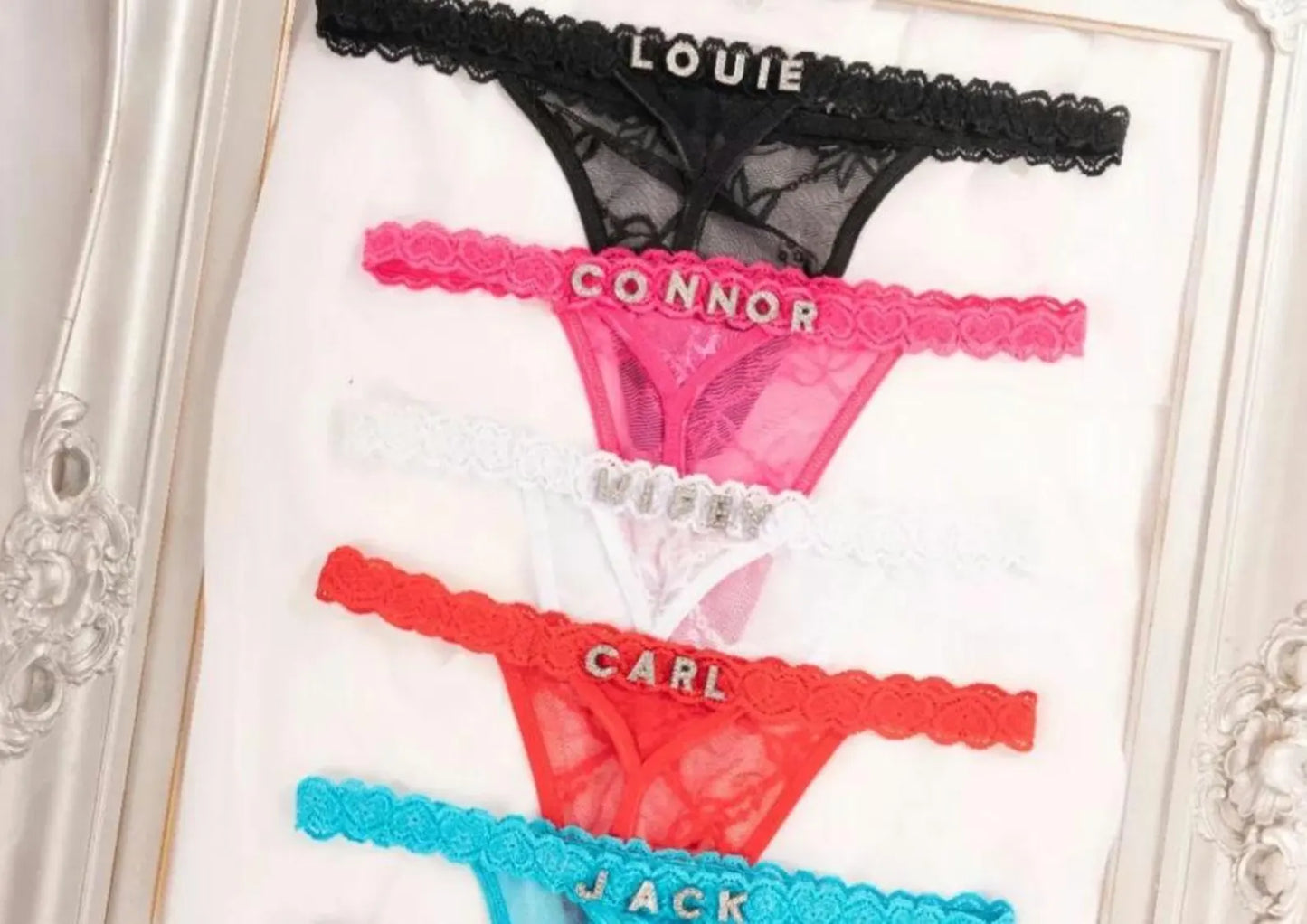 Personalized Thong With Silver Charms, Custom Name Thong, Anniversary Gift