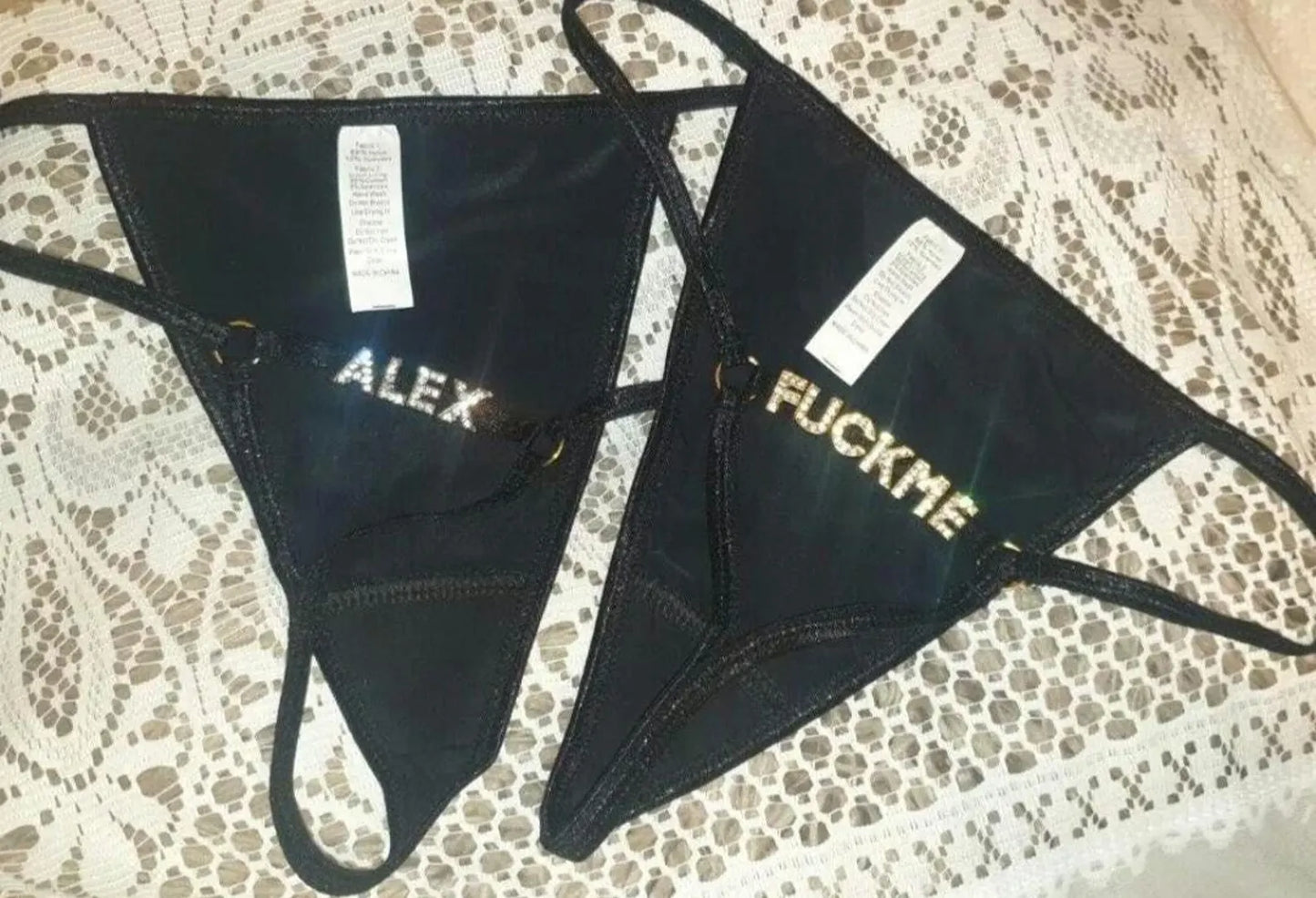 lack Rhinestone Name Thong – Custom Personalized Sparkle for Her