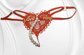 Customized Gold Rhinstone Sexy Heart Embroided Pearl Decor Thong