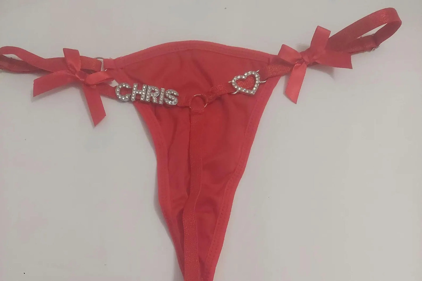 Personalized Bow Thong With Silver or Golden Charms,Custom Name Thong