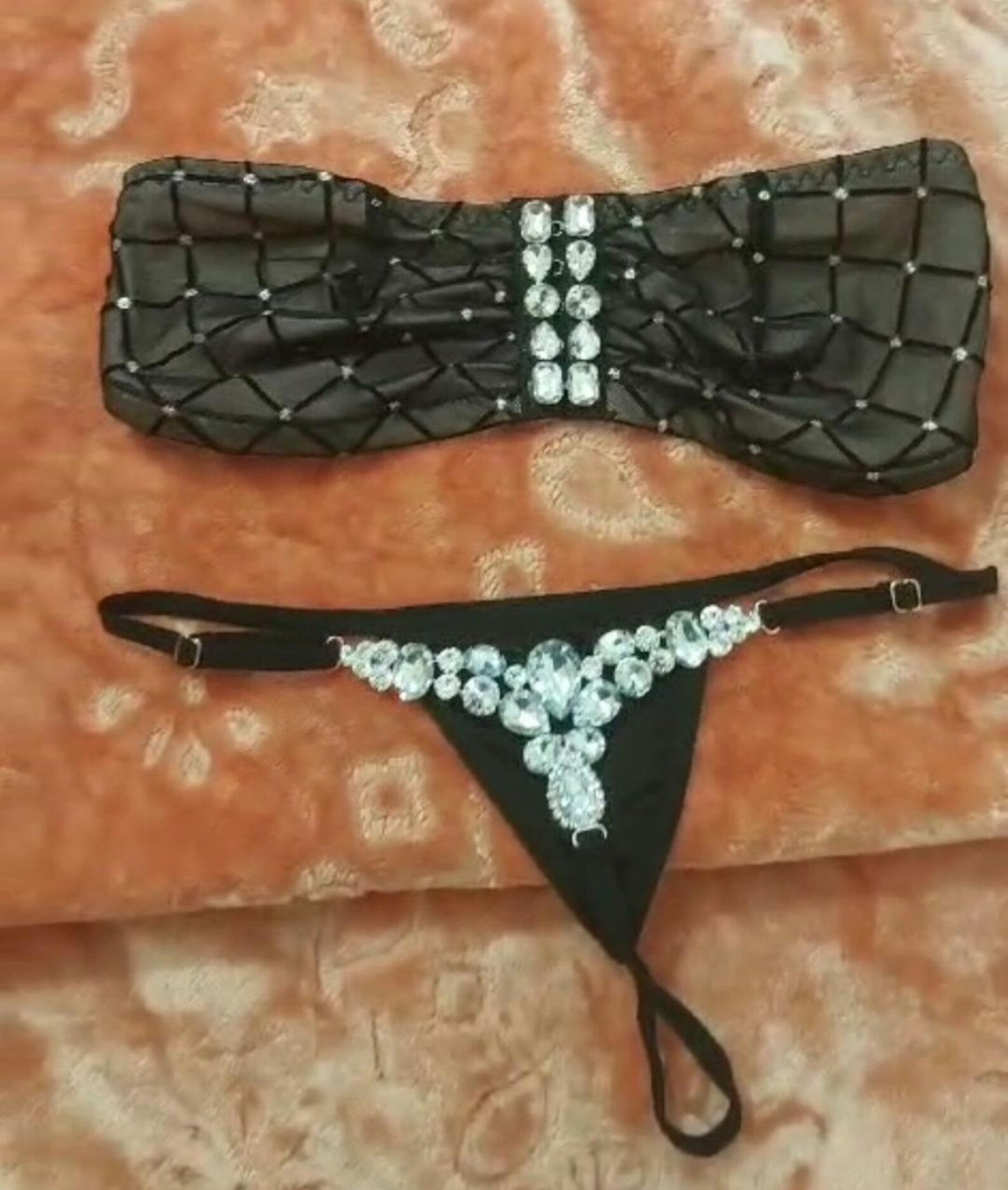 Sexy Crystal Hand Made Bra & Thong Party Wear