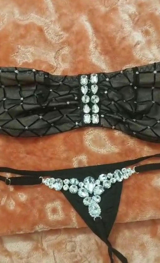 Sexy Crystal Hand Made Bra & Thong Party Wear