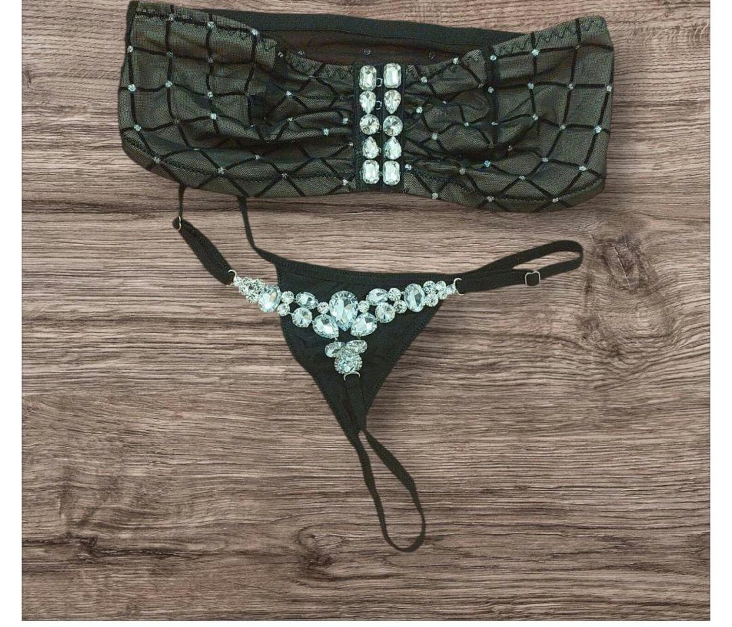 Sexy Crystal Hand Made Bra & Thong Party Wear