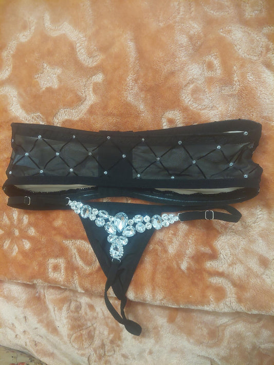 Sexy Crystal Hand Made Bra & Thong Party Wear